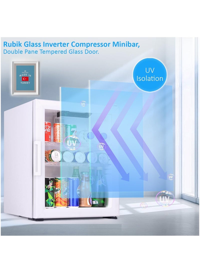 Rubik Glass Door Inverter Compressor Minibar, 5 Years Warranty, Made in Türkiye, RMB-40IC, White  - Image 5