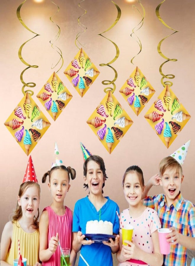 Balloonistics Ice Cream Theme Ceiling Swirl Decorations Birthday Cutout Festive Party Supplies Decorations Event Party (Pack of 6 Swirls and Cutouts) - Image 3