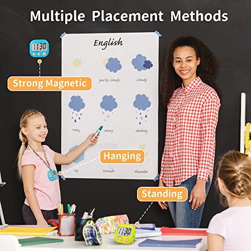 AOUCE Classroom Timers for Teachers Kids Large Magnetic Digital Timer Teacher Supplies 2 Pack-Blue Green - Image 3