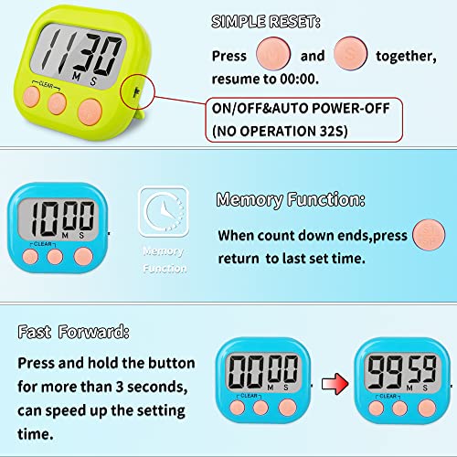 AOUCE Classroom Timers for Teachers Kids Large Magnetic Digital Timer Teacher Supplies 2 Pack-Blue Green - Image 5