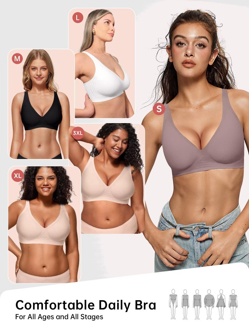 Vertvie Jelly Wireless Bras for Women Push Up Plunge Seamless T-Shirt Bras No Underwire Supportive Full Coverage Bralettes(Grey,Medium) - Image 5