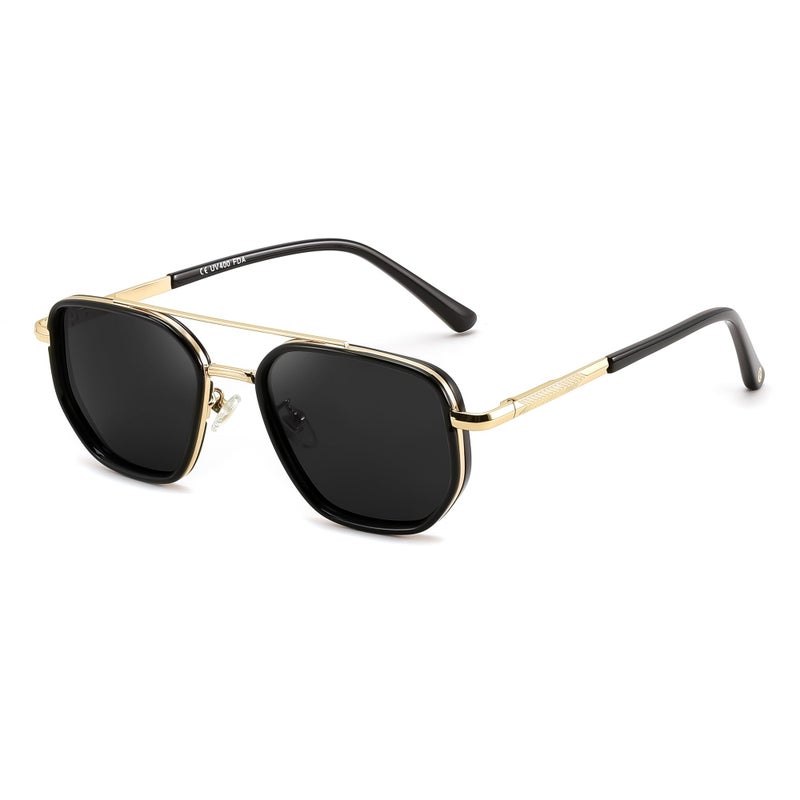 FEISEDY Polarized Aviator Sunglasses for Men Square Retro Metal Frame UV 400 Protection TAC Lens B0329 - Image 2