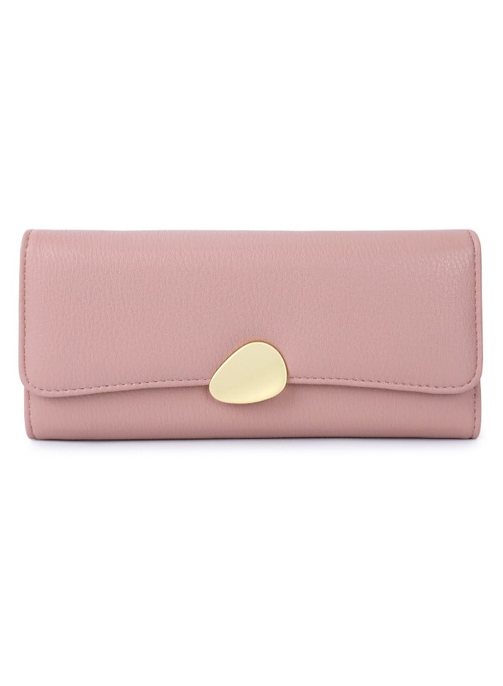 xozgdovg Women's pink purse Classic triple fold purse purse long 