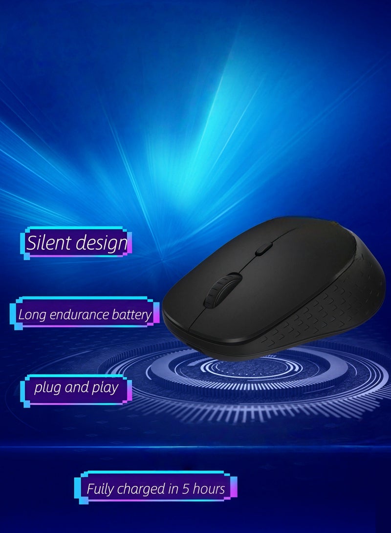 Silent wireless mouse, suitable for laptops, compact and portable Rechargeable wireless mouse, slim and portable, long battery life"  - Image 3