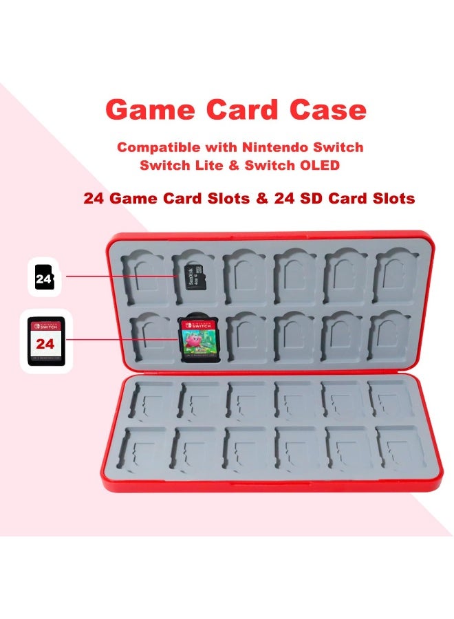 Switch Game Card Case for Switch 2 u0026 OLED u0026 Lite,Portable Memory Storage Holder with 24 Game Card Slots and 24 Micro SD Cards Slots for Easy carrying- Red - Image 5