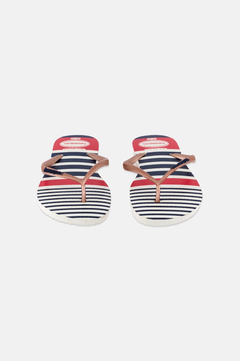 havaianas Women Style 2 Slim Nautical Stripe Slippers, White/Navy  - Image 4