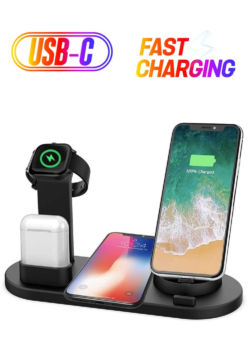 ELTRAZONE Wireless Charger,6 in 1 Wireless Fast Charging, Stand for Apple Watch Series 6/SE/5/4/3/2/1, Qi Wireless Charging Dock for iPhone 12/11/Pro/Max/XS/Max/XR/XS/X  - Image 1