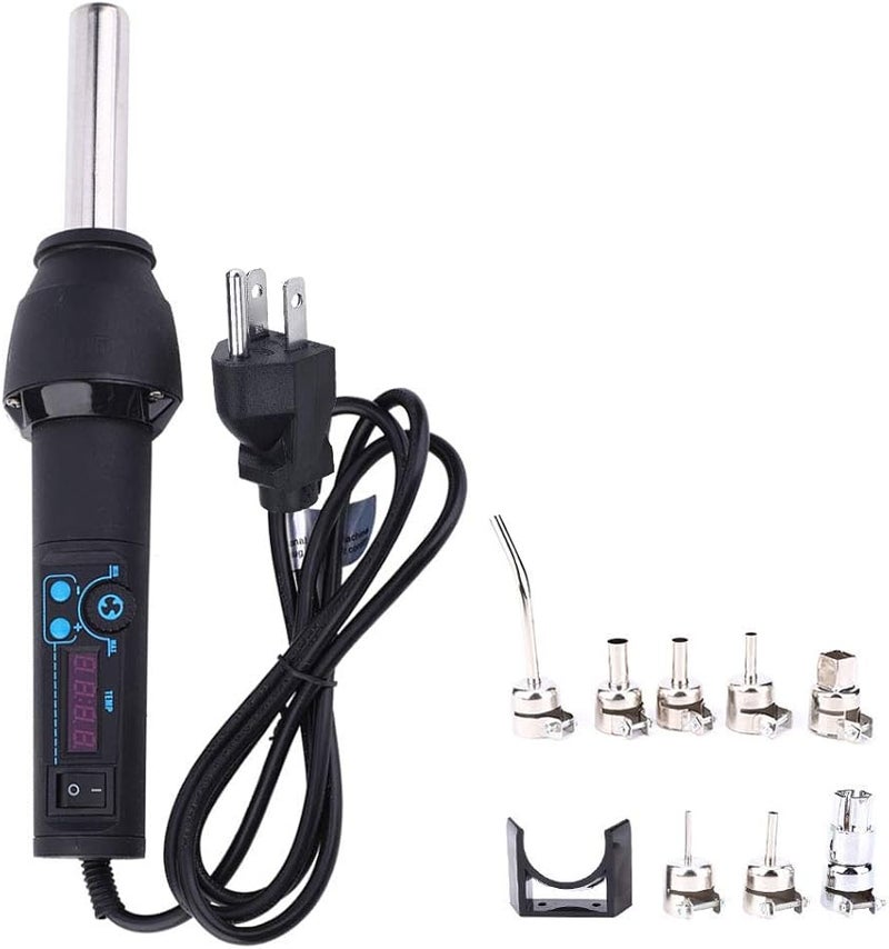 650 واط مسدس حرارة رقمي مع تحكم PID في درجة الحرارة 8 فوهات حامل 100-480 درجة مئوية قابل للتعديل - Image 1