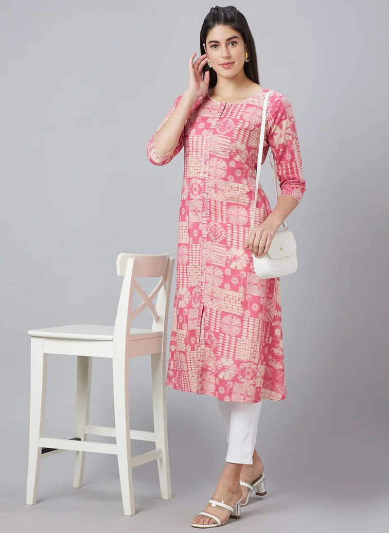 globus Globus Women Geometric Indie Prints Front Slit A-Line Kurta