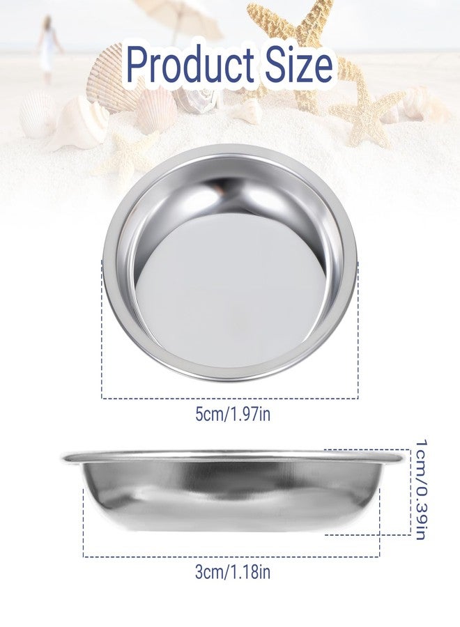 Apausvcm 4 Pack Hermit Crab Food and Water Bowl, Small Stainless Steel Reptile Feeding Dish Bowl Mini Feeding Dishes for Hermit Crab Lizard Gecko Bearded Dragon Chameleon (2" W x 2" D x 0.4" H) - Image 2