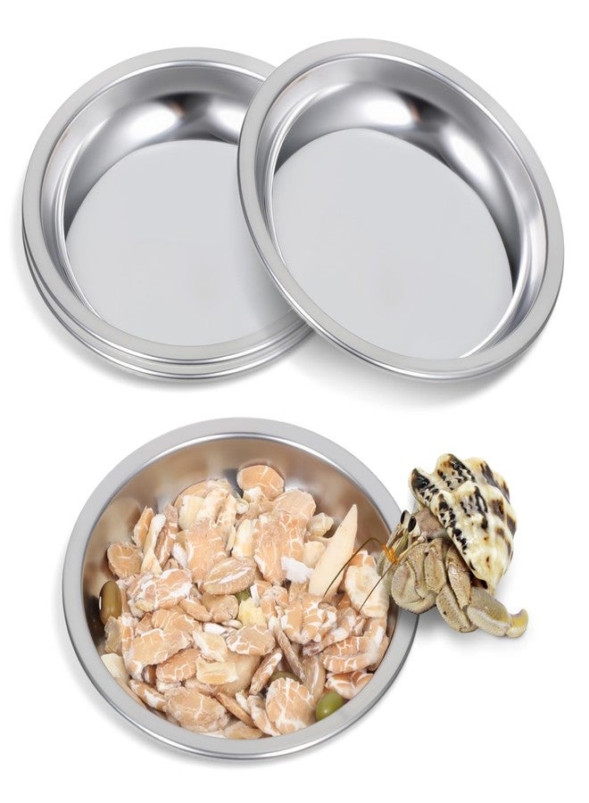 Apausvcm 4 Pack Hermit Crab Food and Water Bowl, Small Stainless Steel Reptile Feeding Dish Bowl Mini Feeding Dishes for Hermit Crab Lizard Gecko Bearded Dragon Chameleon (2" W x 2" D x 0.4" H) - Image 1