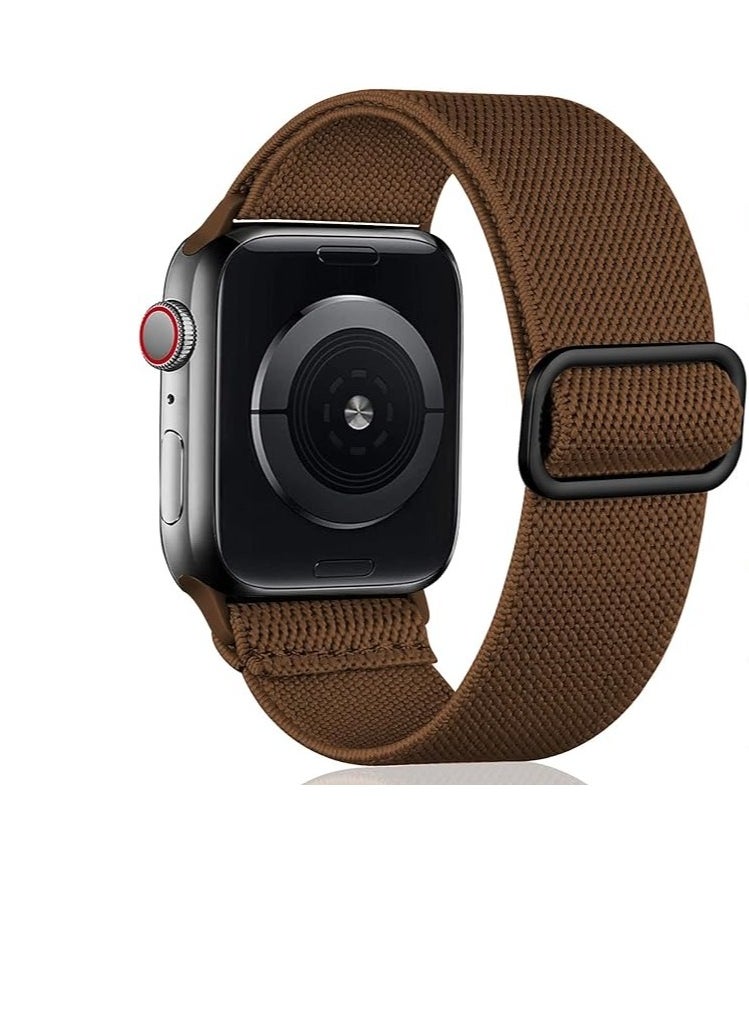 Generic Nylon Solo Loop Stretchy Straps For Apple Watch Band 4 41mm 40mm 38mm, Elastic Wristbands for iwatch Ultra/Ultra 2 Series 9 8 7 6 5 4 3 2 1 Se Dark brown 