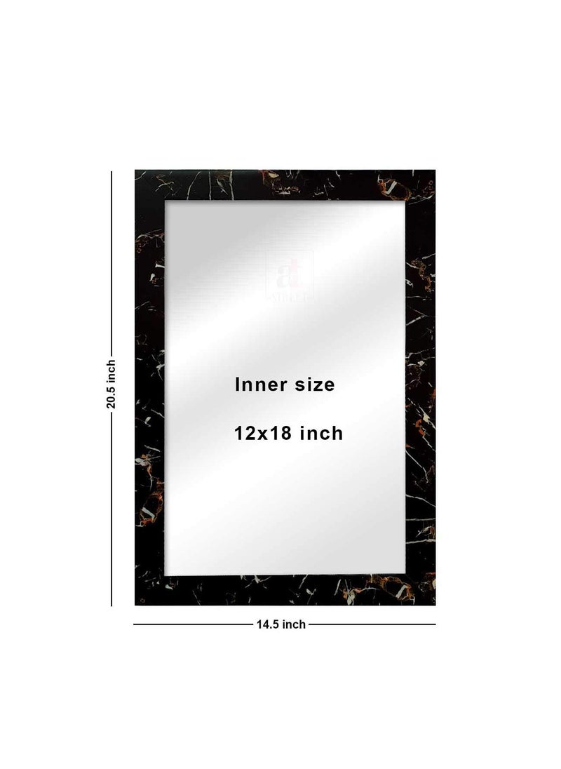 Art Street Art Street Wall Decorative Mirror Marble Finish for Home and Bathroom - 12X18 Inchs, Color -Black, Framed, Rectangular  - Image 2