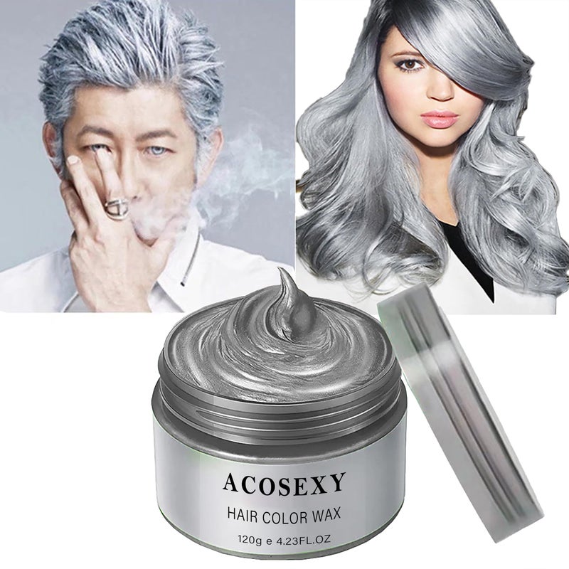 Acosexy YHMWAX Fashion Silver Gray Hair Wax Pomade - Colorful Disposable Natural Hair Styling Gel for Party, Cosplay, Masquerade - Image 1