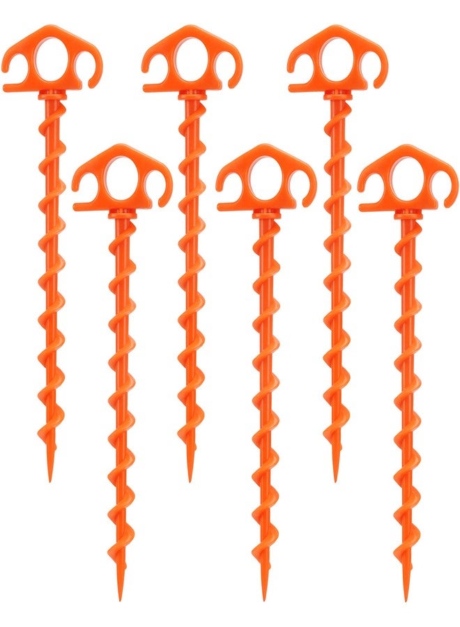 COBARYEN Tent Stakes Sand Stakes for Beach Tent Spiral Anchor Stakes 9.4 Inch Heavy Duty Screw Canopy Stakes for Camping, Hiking and More (6, Orange) - Image 1