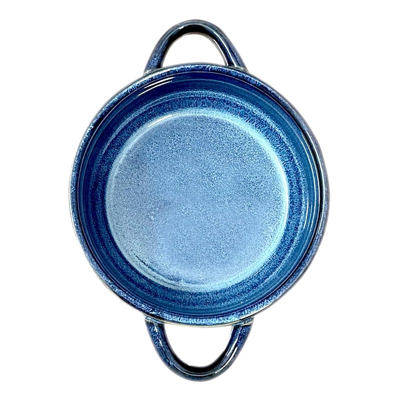 Lemon Tree Ceramic Stoneware Double Handle Small Serving Bowl Bowl for Serving Starters and Snacks Microwave and Dishwasher Safe Bowl 500ML Set of 1 Blue - Image 2