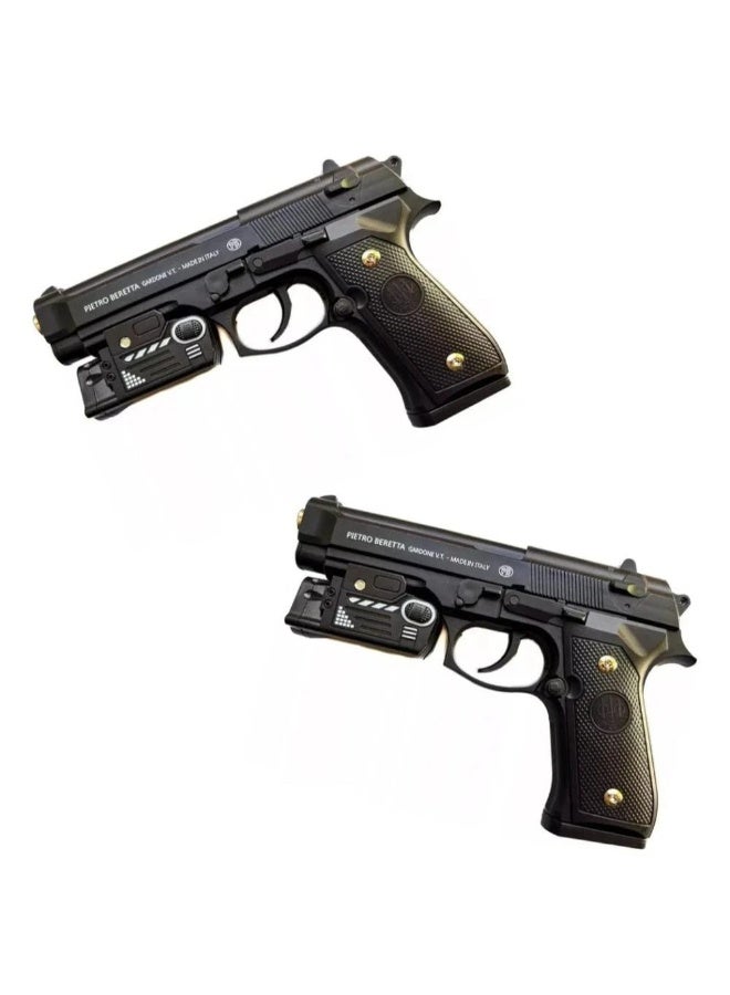 Beretta Italian Beretta pistol toy, 6mm iron and plastic beads, with a comb magazine, flashlight and laser  - Image 1