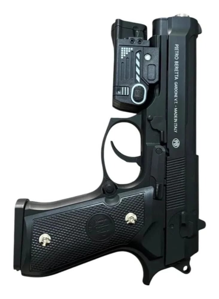 Beretta Italian Beretta pistol toy, 6mm iron and plastic beads, with a comb magazine, flashlight and laser  - Image 3
