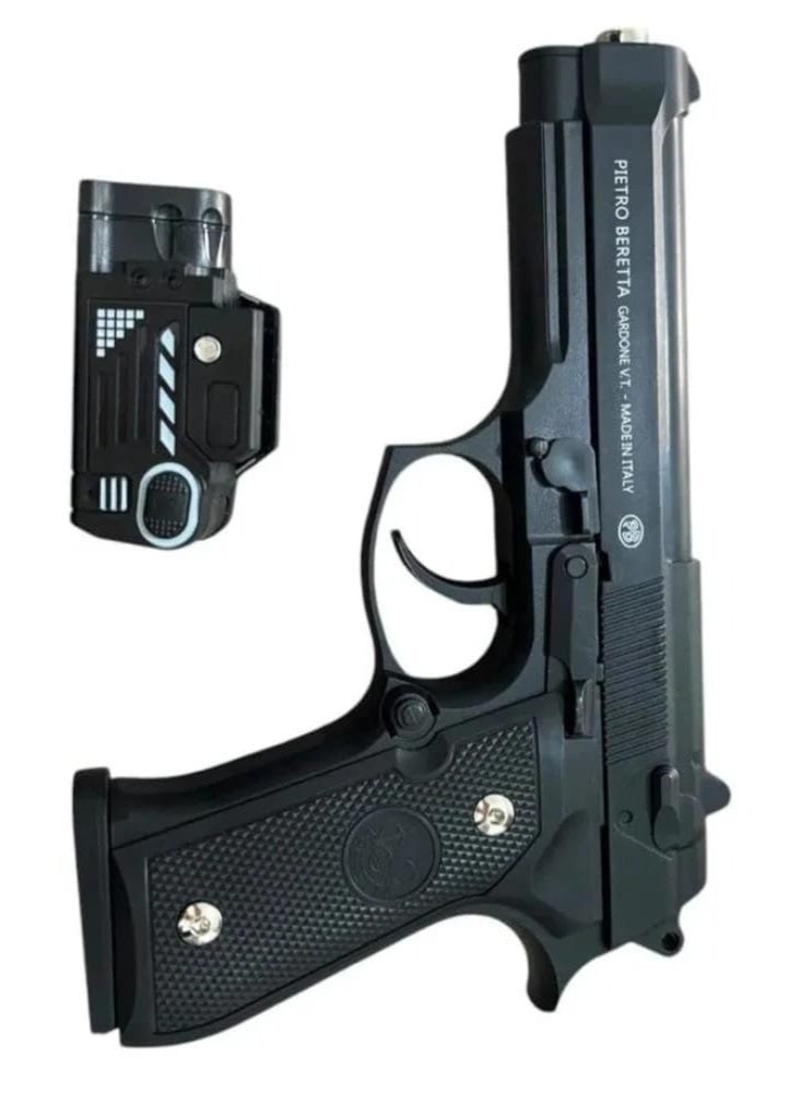 Beretta Italian Beretta pistol toy, 6mm iron and plastic beads, with a comb magazine, flashlight and laser  - Image 4