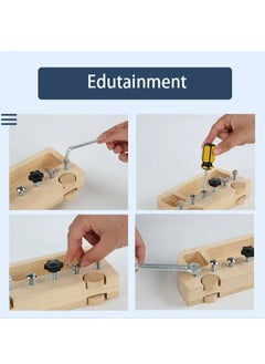 GULFLINK Educational Game Wooden Montessori Screw Driver Board for Kids Yellow  - Image 3