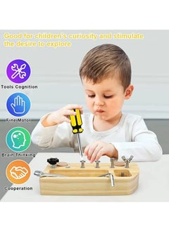 GULFLINK Educational Game Wooden Montessori Screw Driver Board for Kids Yellow  - Image 4