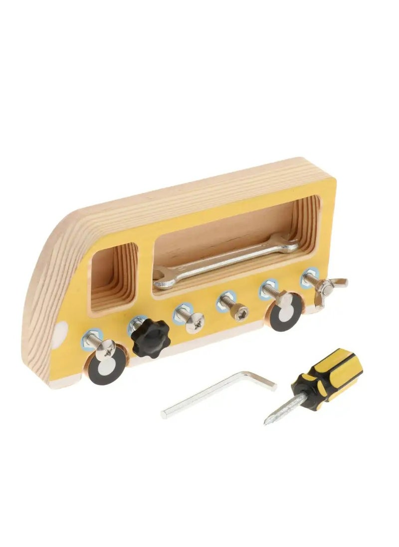 GULFLINK Educational Game Wooden Montessori Screw Driver Board for Kids Yellow  - Image 1
