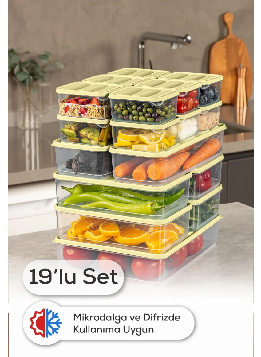 Vienev 19LU Fridge Freezer Organizer Microwave and Freezer Suitable Storage Container Yellow