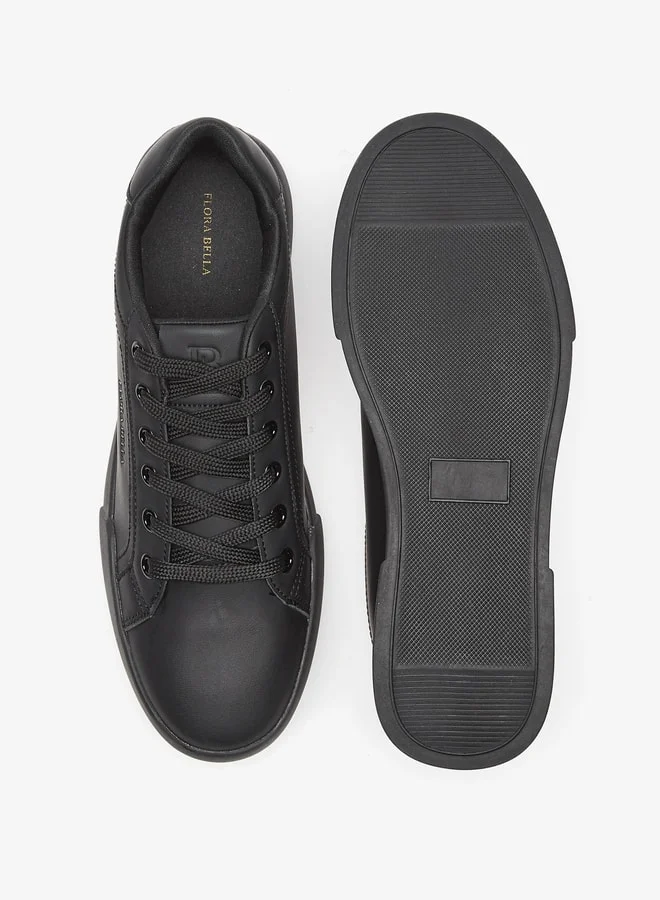 Flora Bella By Shoexpress Solid Low Ankle Sneakers with Lace-Up Closure