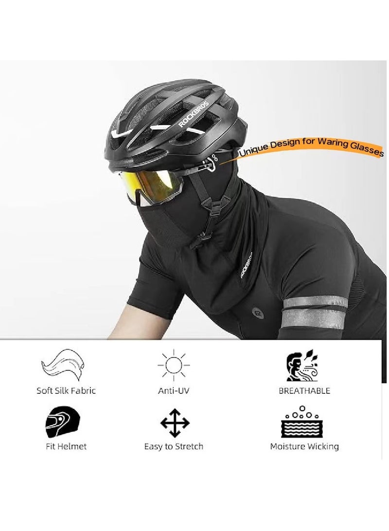 قناع الوجه الواقي من أشعة الشمس فوق البنفسجية قابل للتنفس وبارد، مناسب لأنشطة الدراجات النارية والدراجات الهوائية في الهواء الطلق قصير أسود - Image 2