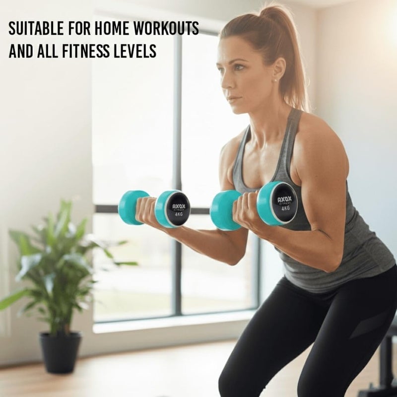 Fitness 4 Kg Smart Dumbbells Pair Neoprene Grip, Ergonomic, Durable Polypropylene for Home Workouts, Strength, Toning Endurance Training - Image 4