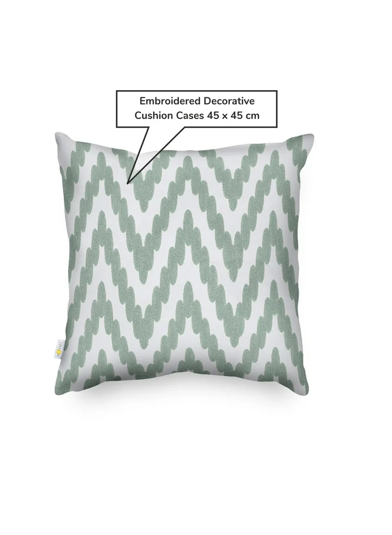 Donetella Decorative Embroidered Cushion Cover green/white 45x45Cm(Without Filler)