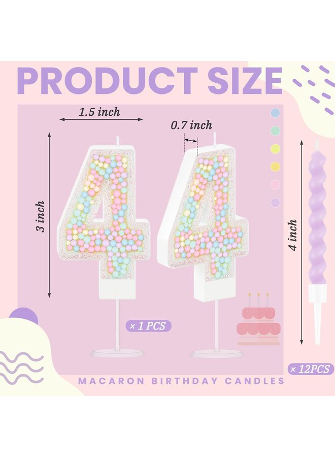LAMAY Number 4 Birthday Candle with 12 Pcs Spiral Candles for Girls Macaron Pastel Rainbow Unicorn Pink Cake Topper for Sweet Theme Party Decoration - Image 2