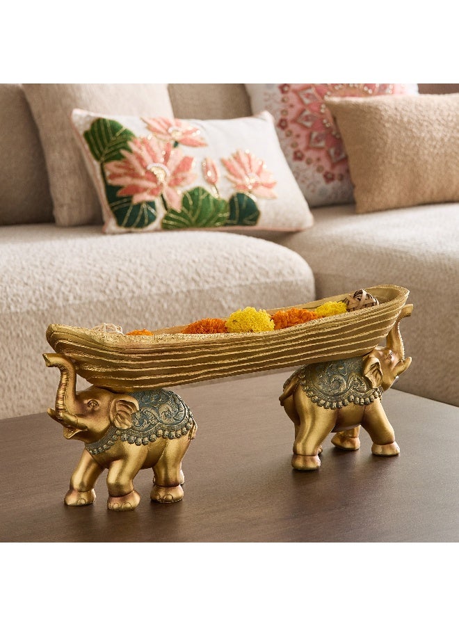 Home Box Sym Polyresin Elephant Decorative Platter - 48x10.5x18.5 cm - Image 1