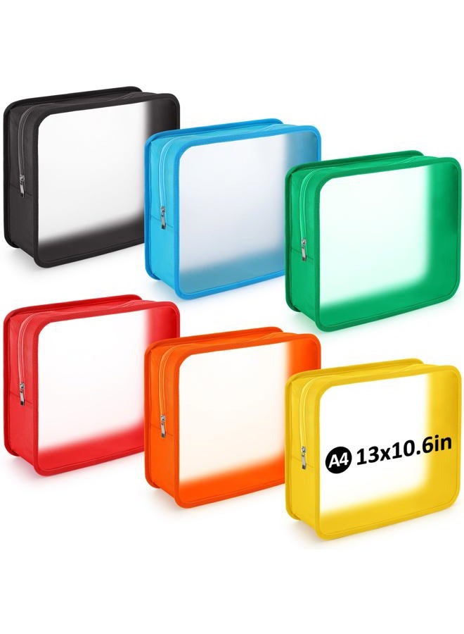 Shinylin 6 Pcs Zipper File Folders Letter Size 3 Inch Expansion PVC Document Bags Waterproof Zipper Document Pouches for Paper Portfolio Storage School Office Home, 6 Colors (Classic Color) - Image 1