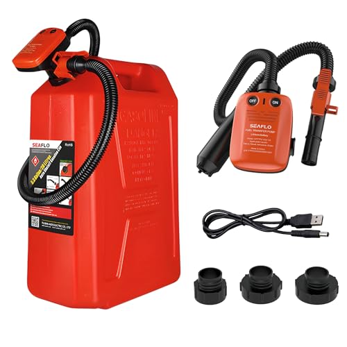 SEAFLO Rechargeable Automatic Fuel Transfer Pump 32 GPM Flow AutoStop Sensor Portable Gas Can Pump for Oil Diesel Gasoline 4Year Warranty CE  ROHS Certified  Rechargeable Lithium Battery