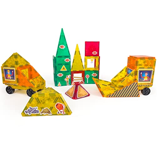 Tytan Tiles Construction Site Trucks 60Piece Magnetic Tiles Building Set Fun Kids STEM Toy Creative Play Shape Pattern Recognition Fine Motor Skills Includes Storage Bag Ages 3 and Up - Image 5