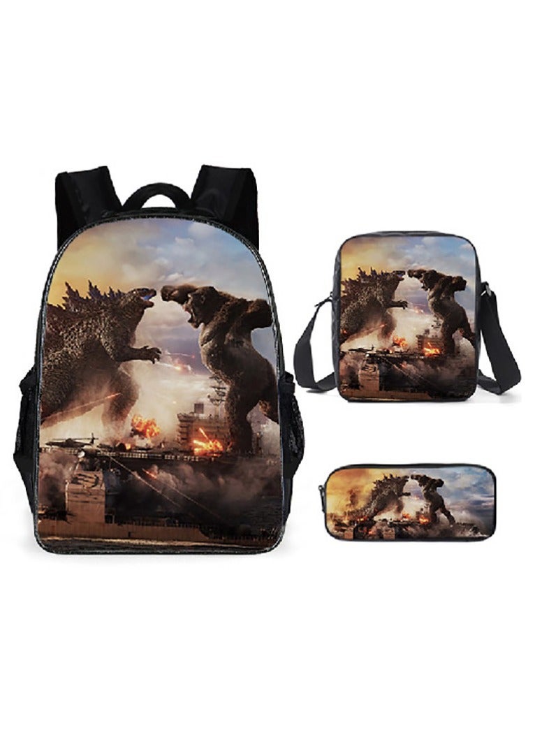 Godzilla New Godzilla Student Backpack Three-piece Set 29*16*42cm