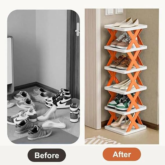 SHOPECOM 6Layer Shoe Rack Designed to Offer Practical Storage Solutions 6Layer Adjustable Shoe Rack Lightweight Foldable and SpaceSaving Shoe Organizer for Home and Officepack of 1 - Image 3