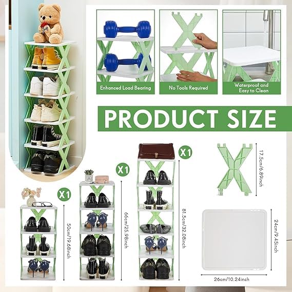SHOPECOM 6Layer Shoe Rack Designed to Offer Practical Storage Solutions 6Layer Adjustable Shoe Rack Lightweight Foldable and SpaceSaving Shoe Organizer for Home and Officepack of 1 - Image 4