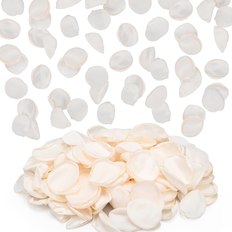 SUREAM Flower Petals for Wedding, 300 Pcs Fake Rose Pedals for Wedding Centerpiece Table Decorations, Flower Girl Basket, Romantic Night, Aisle Decorations for Wedding Ceremony(Ivory) - Image 1