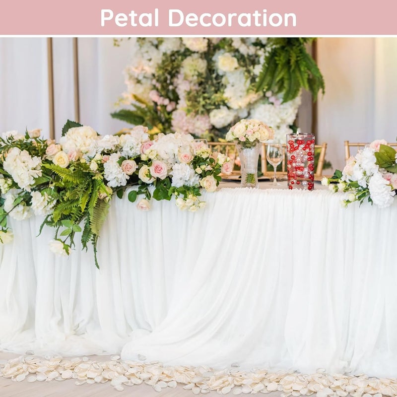 SUREAM Flower Petals for Wedding, 300 Pcs Fake Rose Pedals for Wedding Centerpiece Table Decorations, Flower Girl Basket, Romantic Night, Aisle Decorations for Wedding Ceremony(Ivory) - Image 5