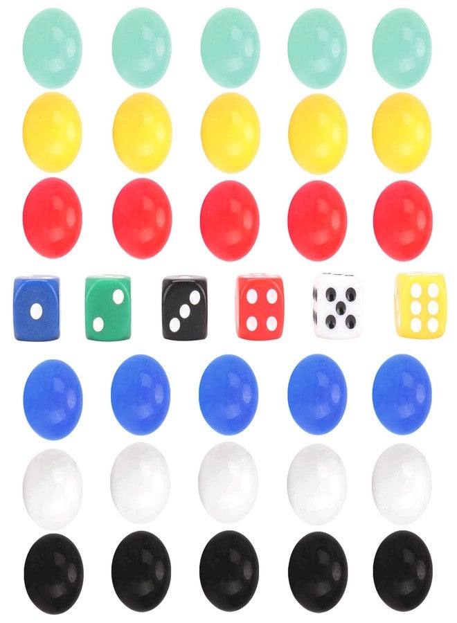 DODHEG 60 Pcs Glass Marbles, Bulk Marbles, for Various Marble Games 0.63 inch, with 6 Pcs 6 Sided Dice Multicolor. - Image 5