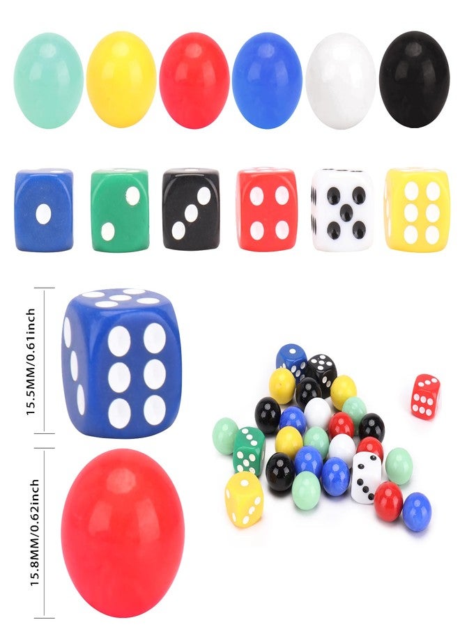 DODHEG 60 Pcs Glass Marbles, Bulk Marbles, for Various Marble Games 0.63 inch, with 6 Pcs 6 Sided Dice Multicolor. - Image 2