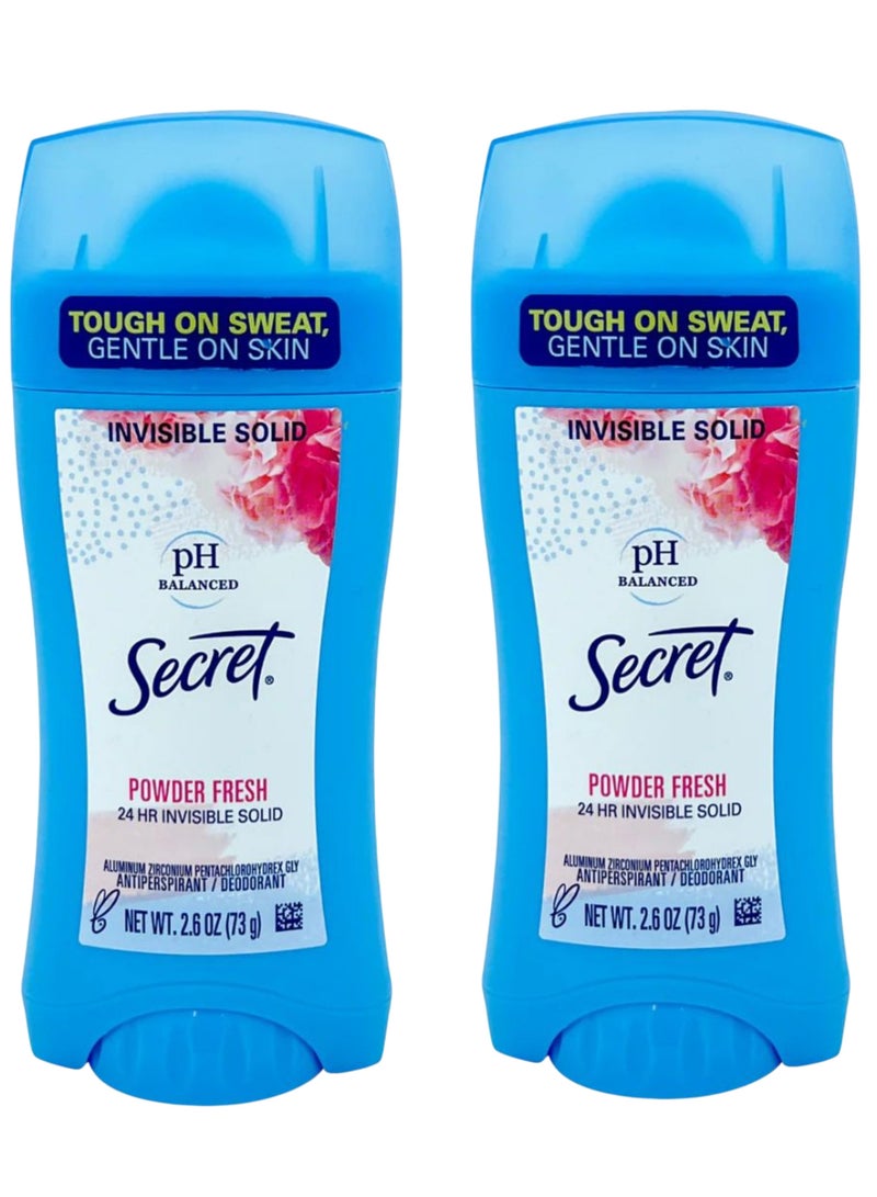 Secret (Pack of 2) Invisible Solid Antiperspirant Deodorant, Powder Fresh, 2x2.6 oz - Image 1