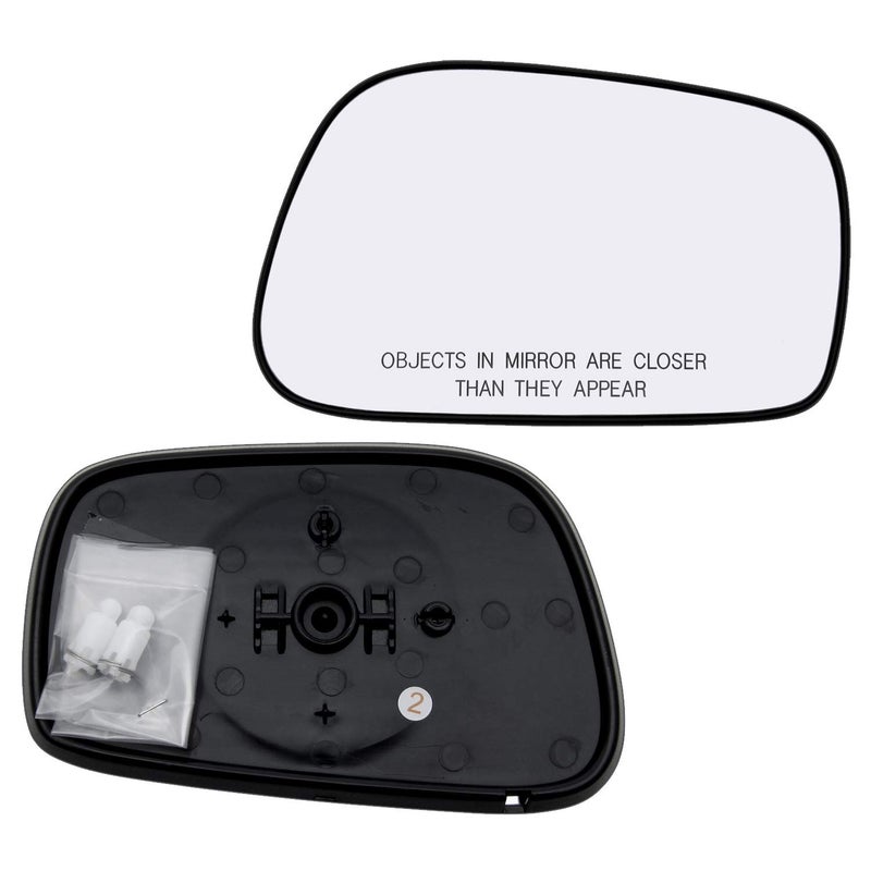 Passenger Side Mirror Glass Assembly With Plastic Backing Plate NonHeated Compatible with 20032008 Toyota Corolla Matrix Pontiac Vibe