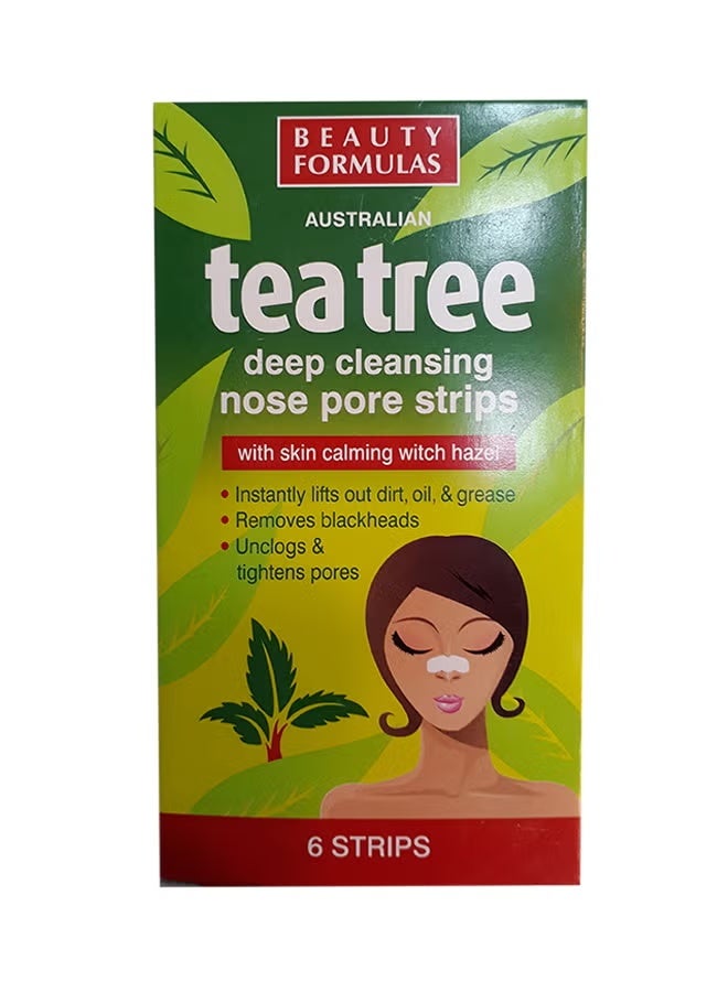 Beauty Formula Tea Tree Deep Cleansing Nose Pore Strips 6 Count White 6 Strips
