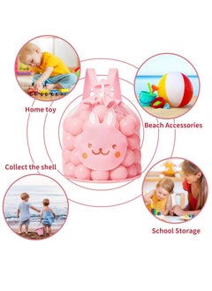 SYOSI Mesh Beach Toy Bag, Durable Sand Away Drawstring Beach Backpack Swim and Pool Toys Balls Storage Bags Tote Packs for Kids Storage Shell Toys Bags, Pink  - Image 3