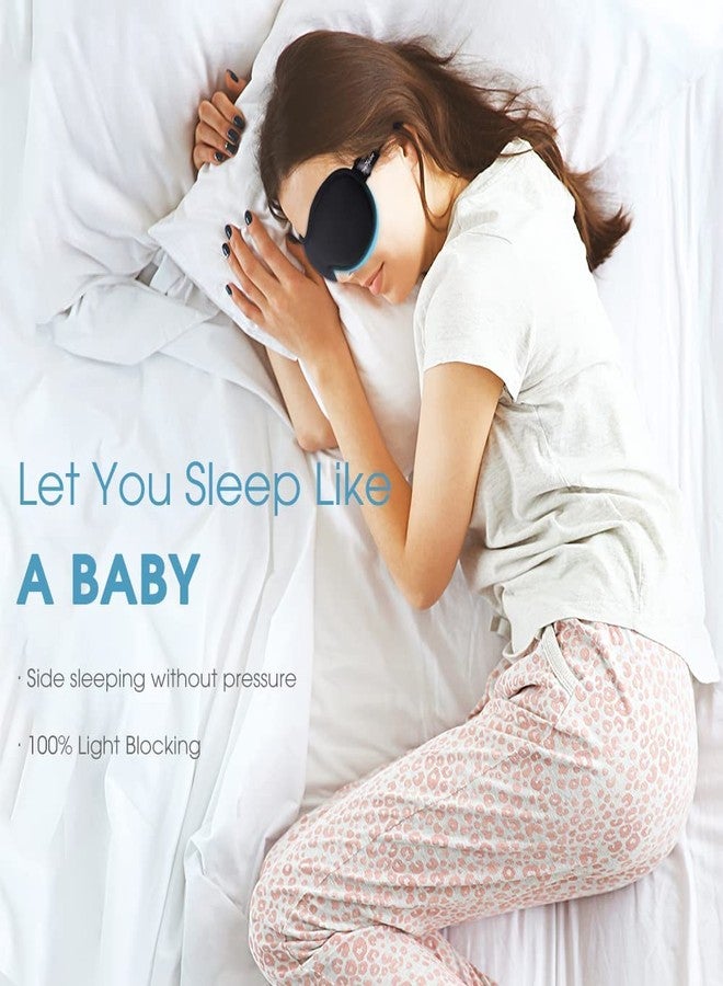 PrettyCare 3D Sleep Mask 2 Pack,Eye Mask for Side Sleeper 3D Contoured Sleeping Mask Blackout Out for Men- Blindfold Airplane with Ear Plugs, Night Masks with Travel Bag (Black&Blue) - Image 4