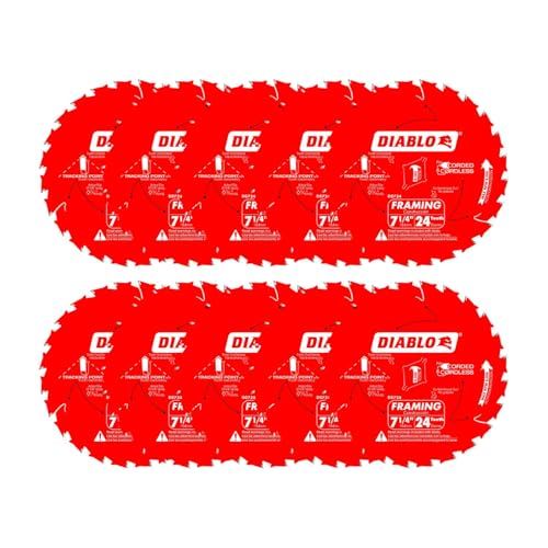Diablo Framing Saw Blade for Wood - 7-1/4" x 24-Tooth, Thin Kerf, Anti-Vibration, Long Life for Framing & Pressure-Treated Wood, Tracking Point Tooth Design - Pack of 10 - D0724A - Image 5