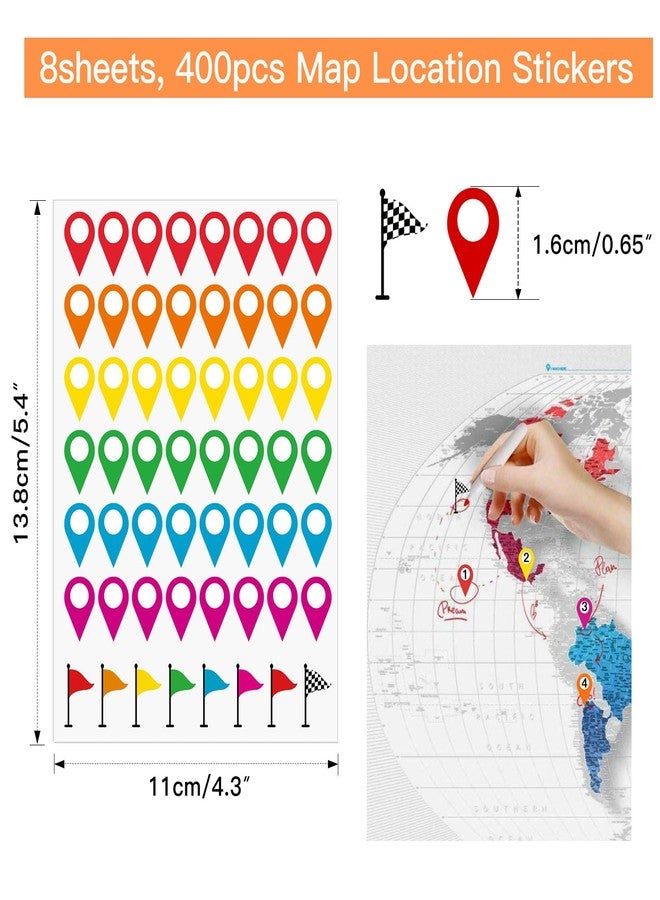 TESWEY 400PCS Map Location Stickers, Self-Adhesive Travel Destination Labels for World Map, Camping & Adventure Trip Planning, DIY Handmade Projects and Scrapbooking Supplies - Image 2